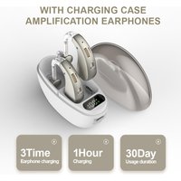 2PCS Loudspeaker Earphones Auxiliary Listening Device Ear Hanging Deafness Earback Special Charging Case