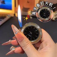 Creative Watch Shaped Side Slide Refillable Butane Torch Lighter, Portable Unique Premium Gas Igniter, Personalized Men Gift