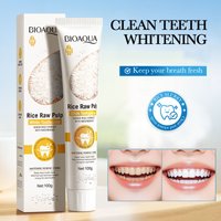 BIOAOUA rice puree whitening toothpaste 100g, deep cleans tooth stains, whitens teeth, freshens teeth, freshens mouth