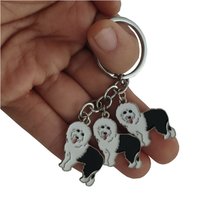 Hot Sale Dog Old English Shepherd Keychain Animal Pomeranian Key Ring For Husky Lover