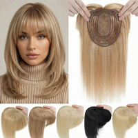 100% Human Hair Women Topper Machine Made Wig Hairpiece With Clips Breathable Comfort Colors #1B/#613 Fast Ship Dropshipping