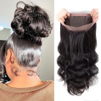 Body Wave Human Hair 360 Lace Frontal Closure 10 - 22 inch Natural Black Preplucked Wavy 360 Lace Closure for Women