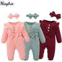 Baby-Kleidung für Mädchen, 0 bis 3 Monate, langärmeliges Neugeborenen-Kostüm für Babys, Säuglingskleidung, Strampler, Kleinkind-Kleidung mit Stirnband