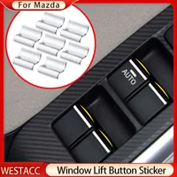 7Pcs/set ABS Chrome Car Window Lift Buttons Sequins Trim Decocation Sticker for Mazda 3 6 CX5 CX3 CX4 Atenza Axela Accessories
