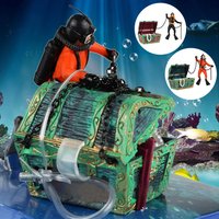 Coffre au trésor décorations d'aquarium chasseur au trésor accessoires de décoration d'aquarium figurine d'action de plongée ornement d'aquarium