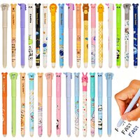 6/12pcs Erasable Pens Fun Cute Animal Gel Pens for School Class Gift Kawaii Pen Party Supplies Mixed Black Blue Pen Core