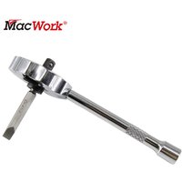 Macwork 4pcs/Set 2-in-1 Mini Dual Head 1/4inch Drive Finger Ratchet Spanner and Ball Head Extension Bar and Two Screwdriver Bits