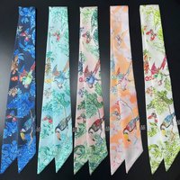 2026 Fashion 90cm Twilly Silk Scarf Women Luxury Brand Scarf Bag Ribbons Fashion Head Scarf Small Long Scarves 5pcs/lot