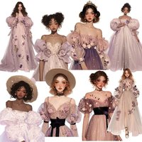 1 Set Watercolor Fashion Pink Purple Dress Girls Stickers Scrapbooking Decorative DIY Stationery Decals Journals Notebooks