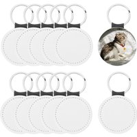 5/10pcs Sublimation Keychains Blank Round PU Leather Heat Transfer Keyring for Pendant Ornament Making