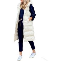 Women's Long Coat Vest With Hood Autumn Winter Sleeveless Warm Cotton Down Coat Waistcoat Quilted Vest Down Jacket Outwear 5XL