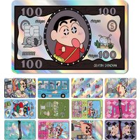 Magic Shark Crayon Shinchan Funny Bus Students Laser Holographic Skin Sticker Front Cover for Credit Bank Debit Card