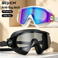 SCVCN Anti-Fog Swim Goggles No Fog Clear Vision UV Protection Colorful Coating Comfortable Fit for Adults Swimming Glasses
