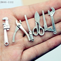 【F2-MAX111】6Pcs 1:12 Dollhouse Mini Alloy Adjustable Wrench Pliers Set - Miniature Repair Tools Model Scene Props Doll House Dec