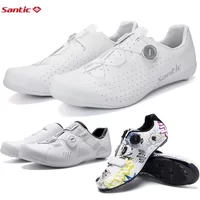 Santic Men's Lock Road Bike Shoes Women's Outdoor Riding Cycling Shoes TPU Nylon Sole Adjustable Auto-Lock Men Bicycle Sneakers