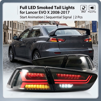 Vollständig LED-Rückleuchten mit getönten Glas für Mitsubishi Lancer EX EVO X 2008-2017, Rücklichter mit Startanimation, sequenzieller Blinker, IP67, Plug & Play, 2 Stück