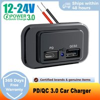 Dual USB Car Charger Socket with LED Light 4.8A 3.1A USB Charger Outlet Power Adapter Panel for 12V 24V Motorcycle Truck ATV