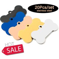 Stainless Steel 20Pcs Bone Dog ID Tag Keychain Engraved Pet ID Personalized Collar Tags Pendant Keyring Bone Pet Accessories