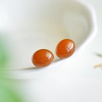 Natural chalcedony egg noodles oval mini small stud earings classic simple tangerine earrings for women party Jewelry