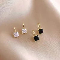 Exquisite Fashion Little Square Crystal Dangle Earrings for Women Luxury Gold Color Zircon Korean Earring Party Jewelry Gift