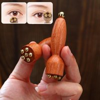 Handheld Lotus Seedpod Beauty Professional Brass & Rosewood Facial Gua Sha Tool Eye Relaxation Spot Meridians Acupoint Massage