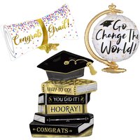 3-Pack of Graduation Certificates, Booklets, and Globe Aluminum Foil Balloons, Suitable for Graduation Dance Parties and Graduation Party Decorations