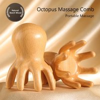 Octopus Massage Comb Scalp Massager Portable Meridian Massage Tool for Scalp Eye Facial Neck Shoulder Beechwood Gua Sha Comb