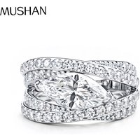 MuShan Luxury Jewelry 925 Sterling Silver Ring VVS Moissanite Office Ring for Women 18K Real Gold Plated MST Patent Fine Rings