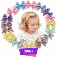 10Pcs Handmade Ribbon Bow Hair Clips Solid Color Bowknot Barrettes Sweet Hairpins New Year Hair Accessories for Baby Girls
