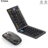 Jomaa Transparent Foldable Wireless Keyboard Bluetooth Keyboard with Mouse Folding Travel Keyboard for Smartphone Computer