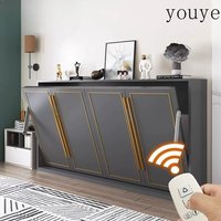 Multiple space rollover wall bed with sofa multi-function invisible Murphy bed electric remote control automatic folding bed