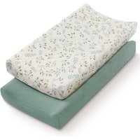 2PCS Breathable Cotton Diaper Changing Pad Cover Reusable Ultra Soft Diaper Changer Pad Fitted Sheets Nappy Changer Cover