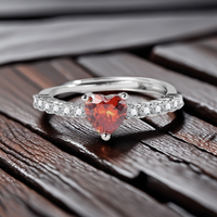 925 Sterling Silve Gorgeous Shiny Stone Red Heart Zircom Ring For Women Engagement Wedding High Quality Fine Jewelry