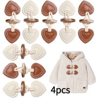 4pcs PU Leather Button Down Coat Outwear Button, Toggle Clasp, Fasteners Closure Buttons for Sew On for Coat Cardigans Jacket