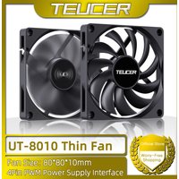TEUCER UT-8010 80mm PC Fan, 800-3000RPM 4Pin PWM 11 blade silent Cooling Fan
