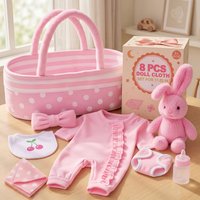 BABESIDE 8 Pcs Reborn Baby Doll Clothes with Bassinet for 17-22 Inch Baby Doll, Baby Doll Clothes Outfit Accessories fit Newborn
