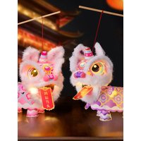 Blessing Ancient Style Lion Dance Lantern Cartoon Waterproof Luminous Lantern Handmade Material Packages Portable Lantern Craft