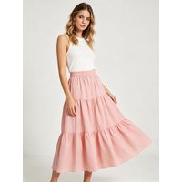 Women's Solid Color A-Line Maxi Skirt Elastic Waist Casual Long Skirt for Spring Summer for Beach & Daily Wear