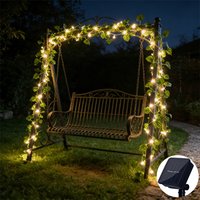 Solar 2M/5M/10M Flower Green Leaf String Light Artificial Vine Fairy Light Tree Eave Garland Light for Party Wedding Home Decor