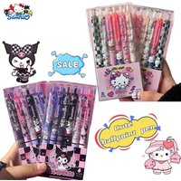 Sanrio Hello Kitty Kuromi Cute Printed Click Pen, Quick-Drying, Easy-to-Write Student Pen 0.5mm Black Gel Pen, Toy Gift Reward