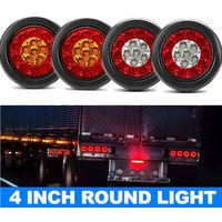 2PCS 4" Round Trailer Tail Light 16LED Stop Turn Brake lamp12V/24V Car Truck Trailer Taillights Turn Signal Warning Light