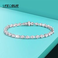 3*5mm Pear Cut Moissanite Tennis Bracelets for Women 925 Sterling Silver Plated 18k Waterdrop Shape Diamond Bracelet Jewelry GRA
