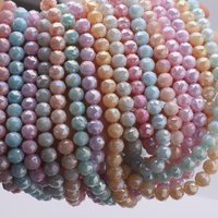 65Pcs 8mm Mocha Crystal Glass Cut Faceted Round Beads Loose Spacer for DIY Jewelry Making Charms Bracelet Earrings Accessories