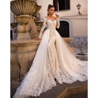 Luxury Wedding Detachable Skirt For Bridal Dresses White Ivory Lace Appliques Soft Tulle Custom Made Accessories Petticoat