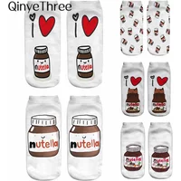 Women Funny Cute 3D Print Foods White Nutella Character Socks Unisex Happy Cartoon Donuts Biscuit Dessert Gift Sokken Dropship