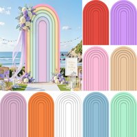 Yeele Rainbow Stripes 2-sided Arch Cover Background for Birthday Wedding Party Baby Shower Custom Colors Elastic Arched Backdrop