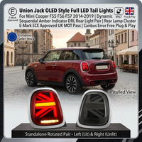 Union Jack OLED-Style Voll-LED-Rückleuchten für Mini Cooper F55 F56 F57 2014-2019 | Dynamisches sequenzielles gelbes Blinklicht DRL Rücklichtpaar | Rückleuchten-Cluster | E-Mark ECE-geprüft, UK