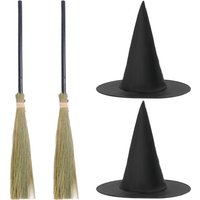 Halloween Witch Broom Plastic Witch Broomstick Broom Props Witch Broom