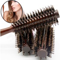 1pcs Anti Static Wood Boar Bristle Hair Round Brush Hairdressing Styling Tools Teasing Brushes Hairs Curly Comb