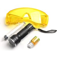 Car Air Conditioning A/C System Conditioning Repair Tool Leak Test Detector Kit 21 LED UV Flashlight Protective Glasses UV Tool